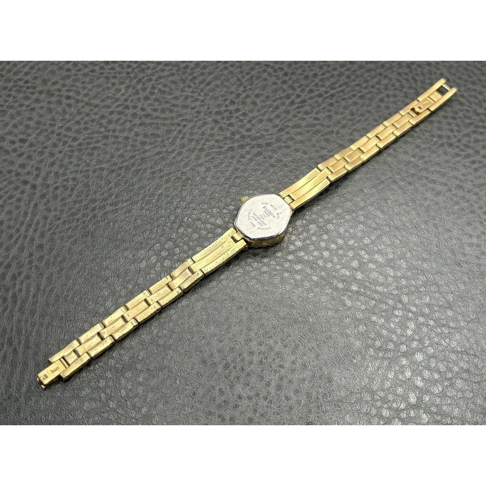 Vintage Elgin Genuine Sapphire Quartz Watch Gold Tone Untested Needs Battery